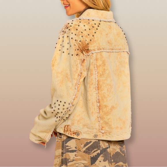 POL Rock & Roll Studded Corduroy Jacket Jupiter Gold - Picture 12 of 13